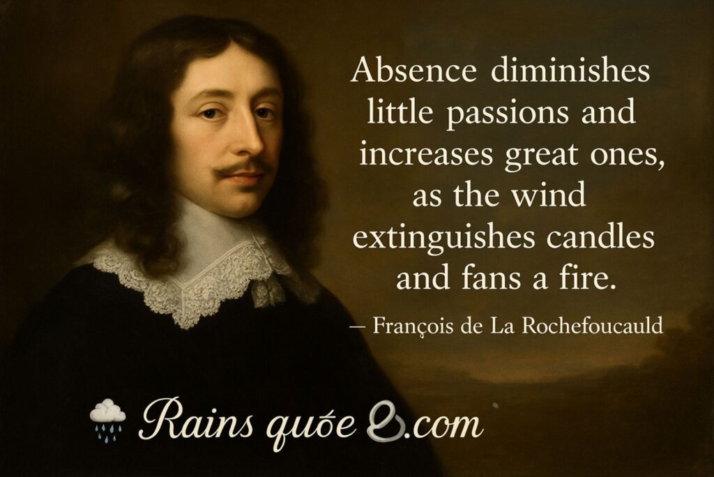 “Absence diminishes little passions and increases great ones, as the wind extinguishes candles and fans a fire.”