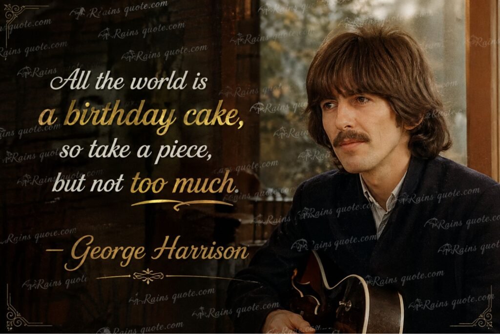 “All the world is a birthday cake, so take a piece, but not too much.”