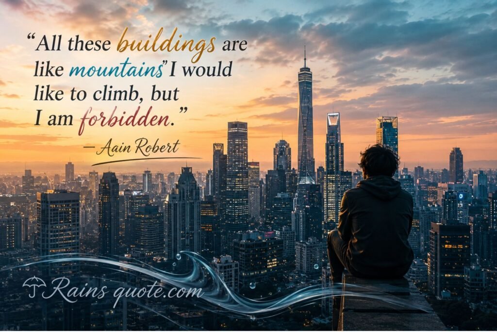 “All these buildings are like mountains I would like to climb, but I am forbidden.”