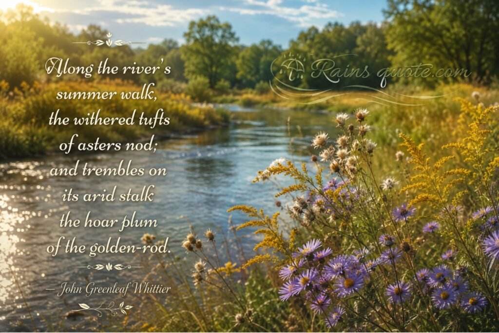 “Along the river's summer walk, the withered tufts of asters nod; and trembles on its arid stalk the hoar plum of the golden-rod.”