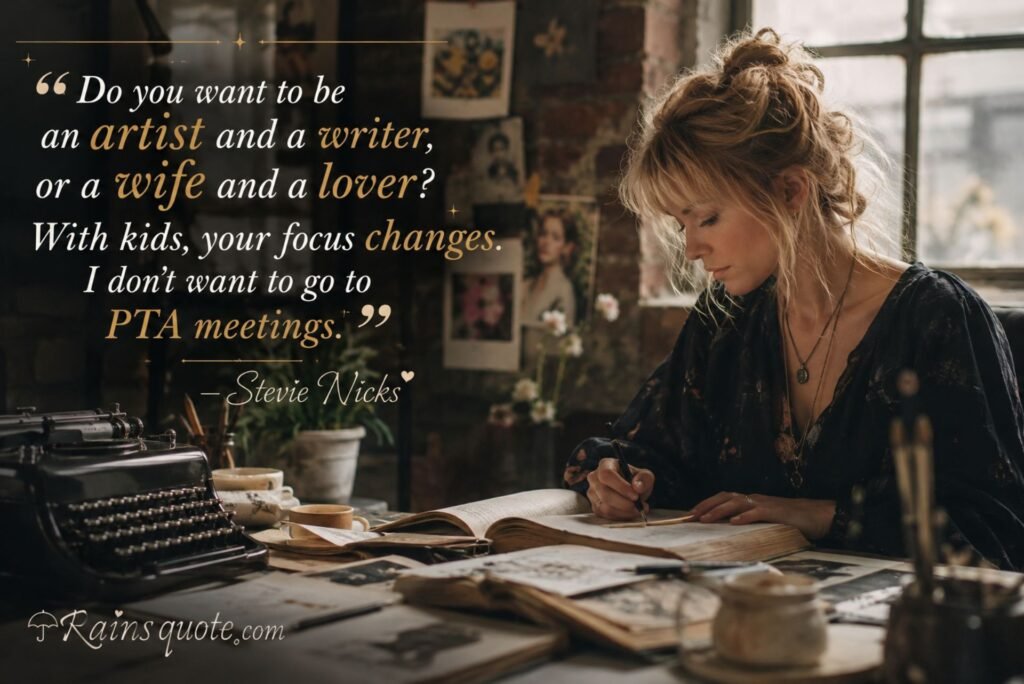 “Do you want to be an artist and a writer, or a wife and a lover? With kids, your focus changes. I don't want to go to PTA meetings.”