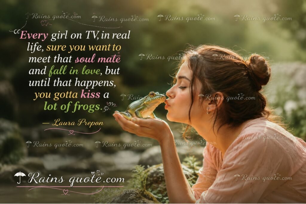 “Every girl on TV, in real life, sure you want to meet that soul mate and fall in love, but until that happens, you gotta kiss a lot of frogs.”