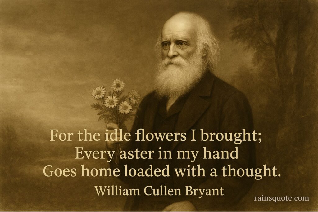 For the idle flowers I brought;
Every aster in my hand
Goes home loaded with a thought.โ