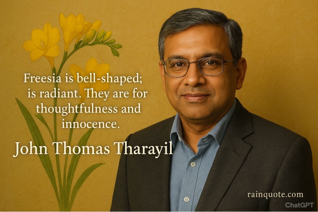 “Freesia is bell-shaped; is radiant. They are for thoughtfulness and innocence.”