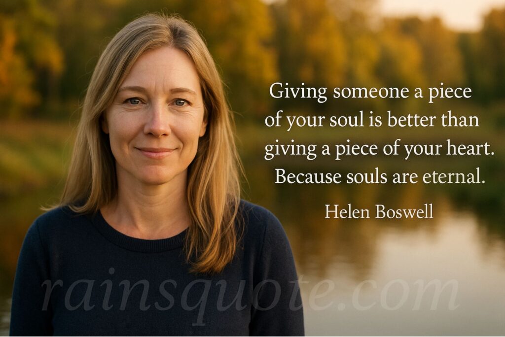 “Giving someone a piece of your soul is better than giving a piece of your heart. Because souls are eternal.”