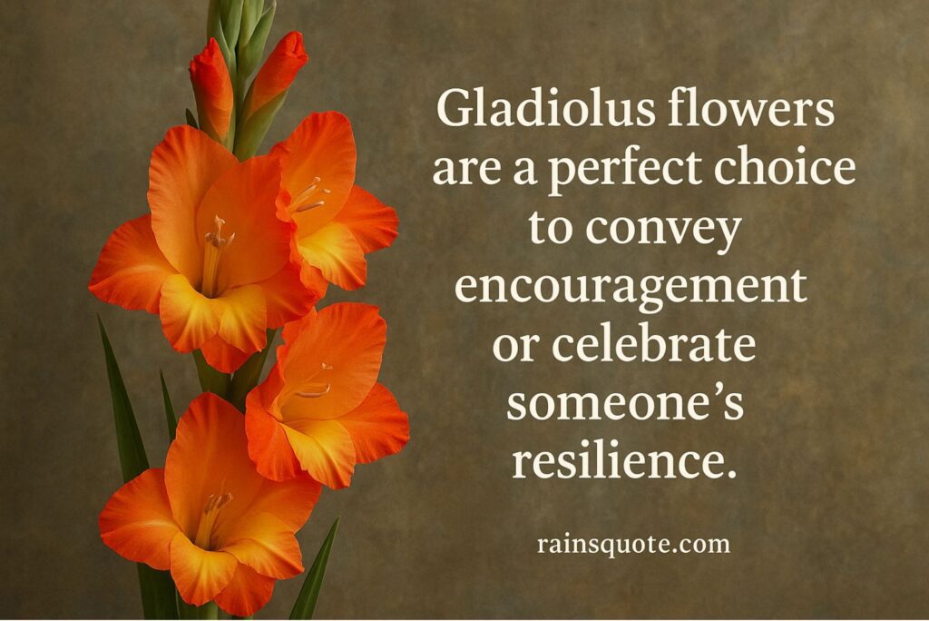 “Gladiolus flowers are a perfect choice to convey encouragement or celebrate someone’s resilience.”