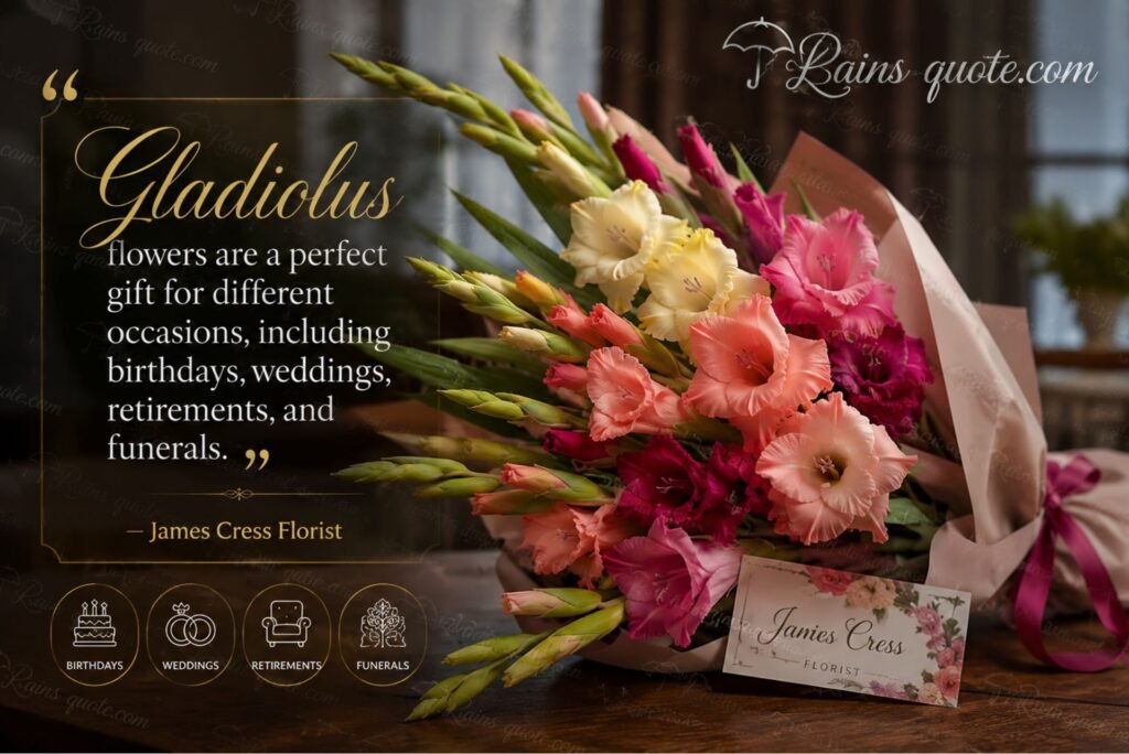 "Gladiolus flowers are a perfect gift for different occasions, including birthdays, weddings, retirements, and 