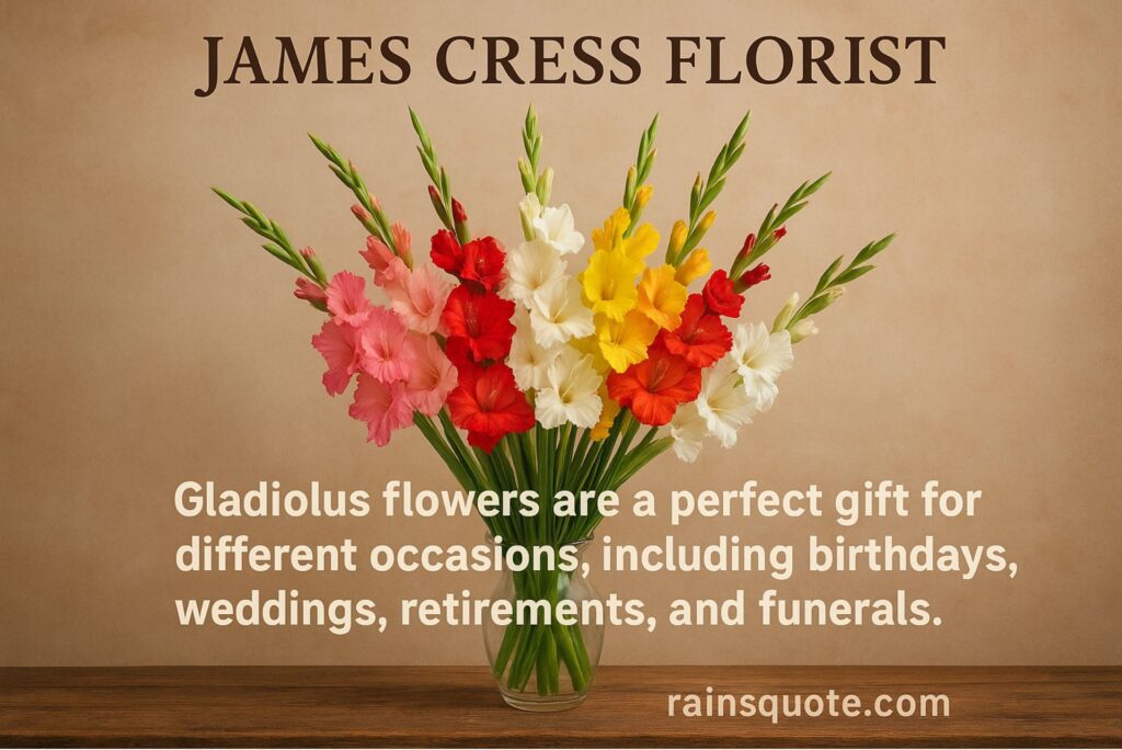 "Gladiolus flowers are a perfect gift for different occasions, including birthdays, weddings, retirements, and funerals."