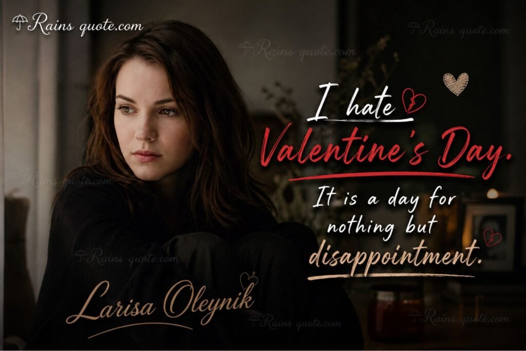 “I hate Valentine's Day. It is a day for nothing but disappointment.”