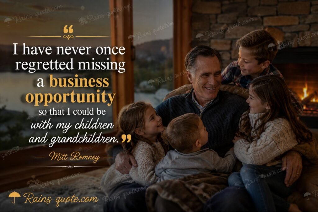 “I have never once regretted missing a business opportunity so that I could be with my children and grandchildren.”