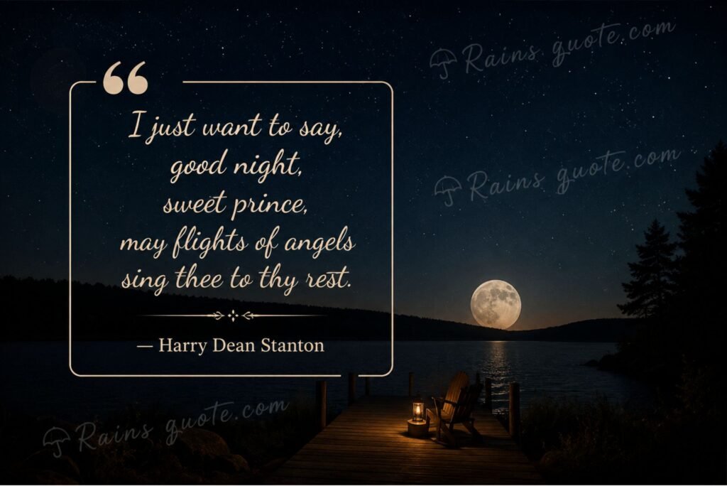 “I just want to say, good night, sweet prince, may flights of angels sing thee to thy rest.”