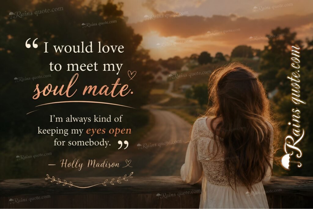 “I would love to meet my soul mate. I’m always kind of keeping my eyes open for somebody.”