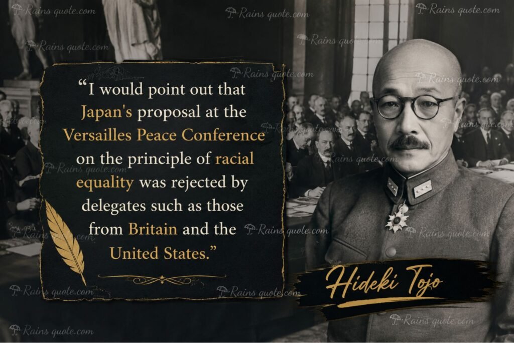 “I would point out that Japan's proposal at the Versailles Peace Conference on the principle of racial equality was rejected by delegates such as those from Britain and the United States.”