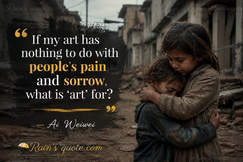 “If my art has nothing to do with people's pain and sorrow, what is 'art' for?”