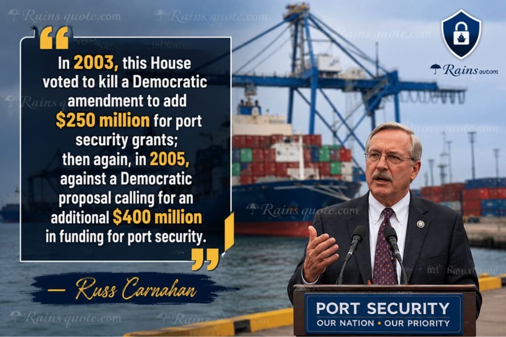 “In 2003, this House voted to kill a Democratic amendment to add $250 million for port security grants; then again, in 2005, against a Democratic proposal calling for an additional $400 million in funding for port security.”