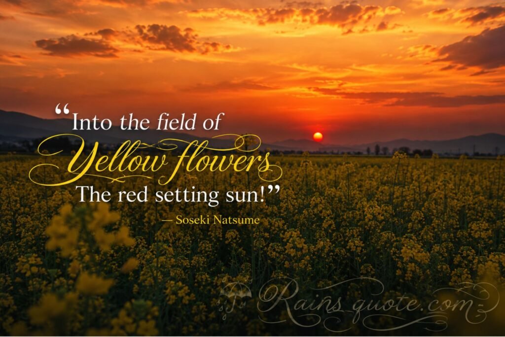 “Into the field of Yellow flowers The red setting sun!”