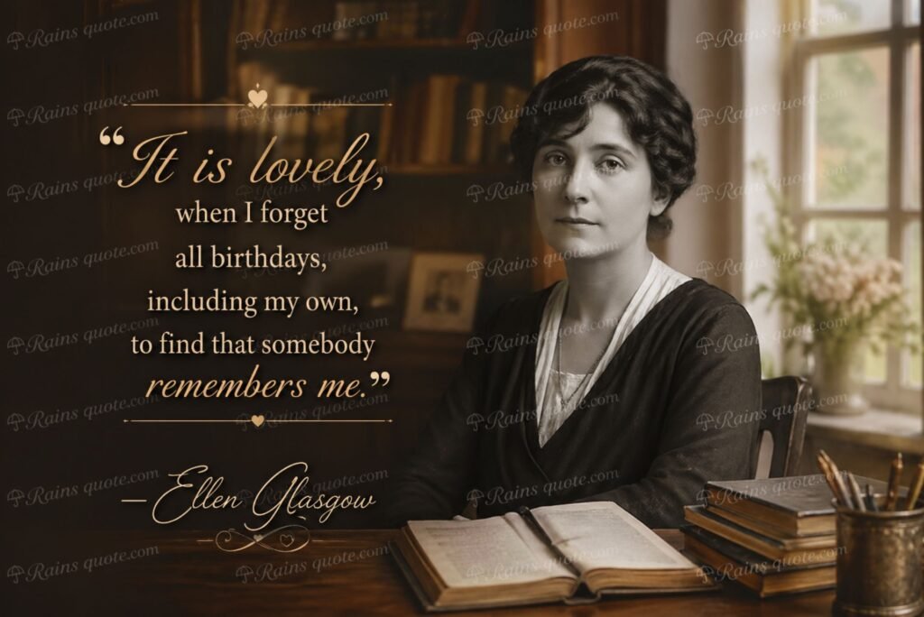 “It is lovely, when I forget all birthdays, including my own, to find that somebody remembers me.”
