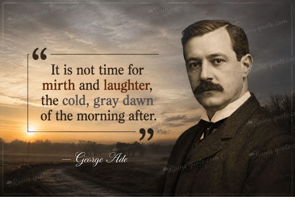“It is not time for mirth and laughter, the cold, gray dawn of the morning after.”