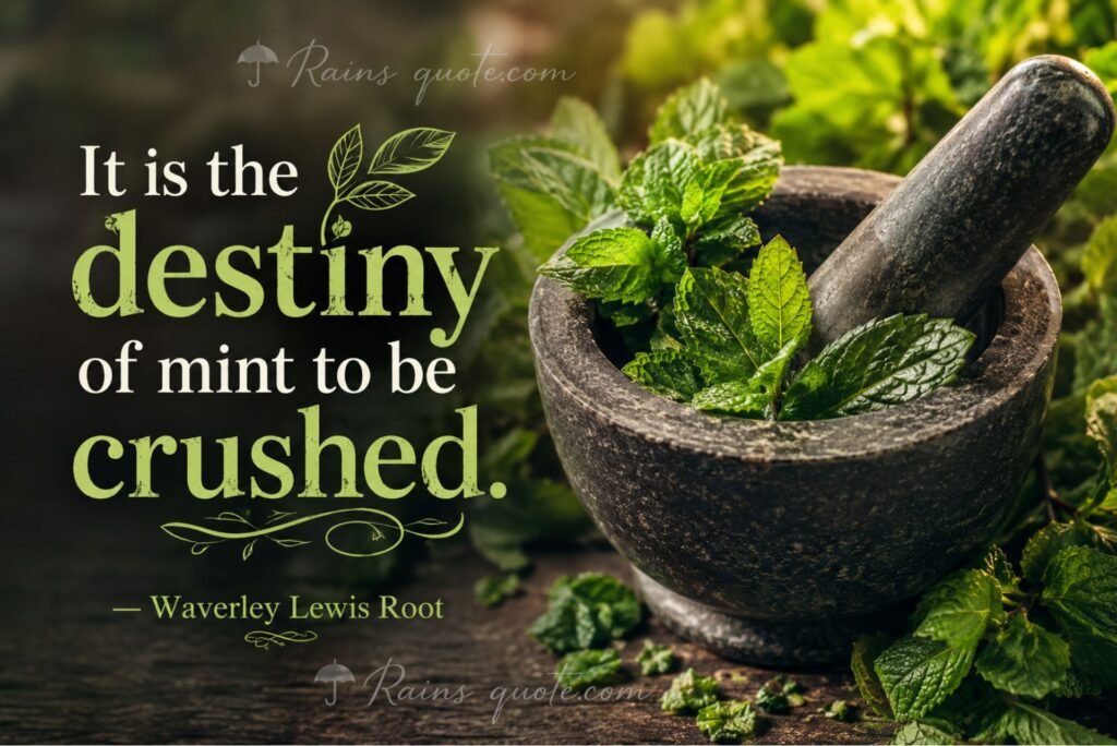 “It is the destiny of mint to be crushed.”
