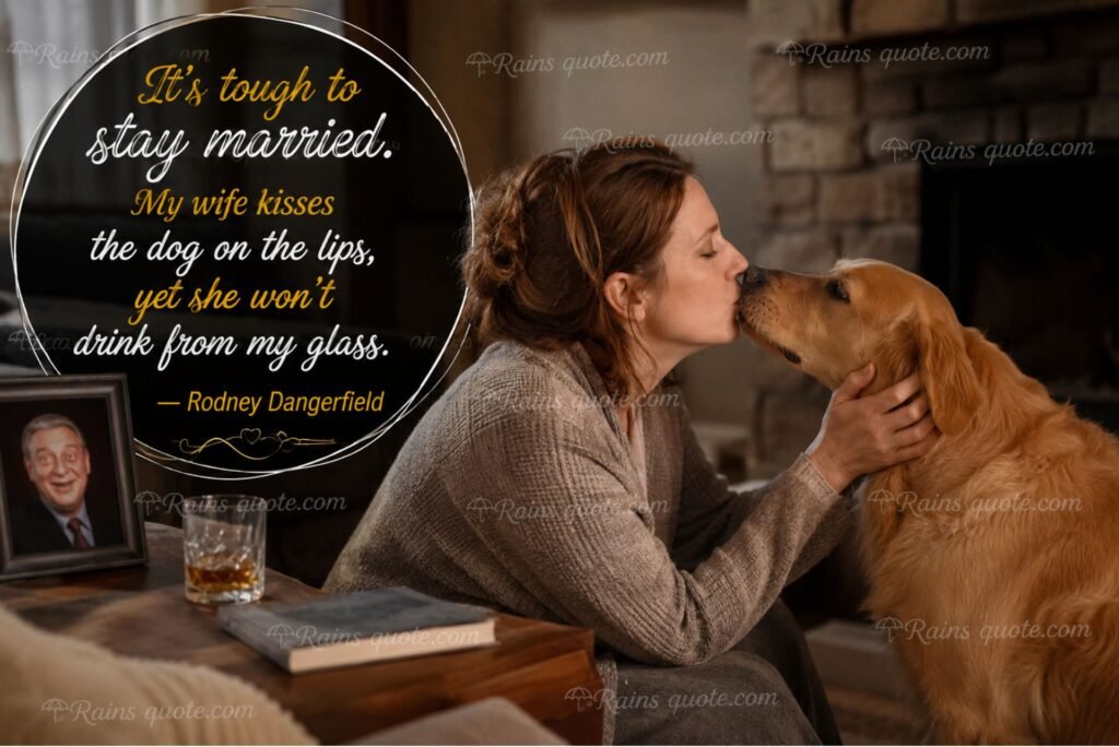 “It's tough to stay married. My wife kisses the dog on the lips, yet she won't drink from my glass.”