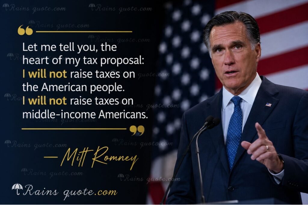 “Let me tell you, the heart of my tax proposal: I will not raise taxes on the American people. I will not raise taxes on middle-income Americans.”