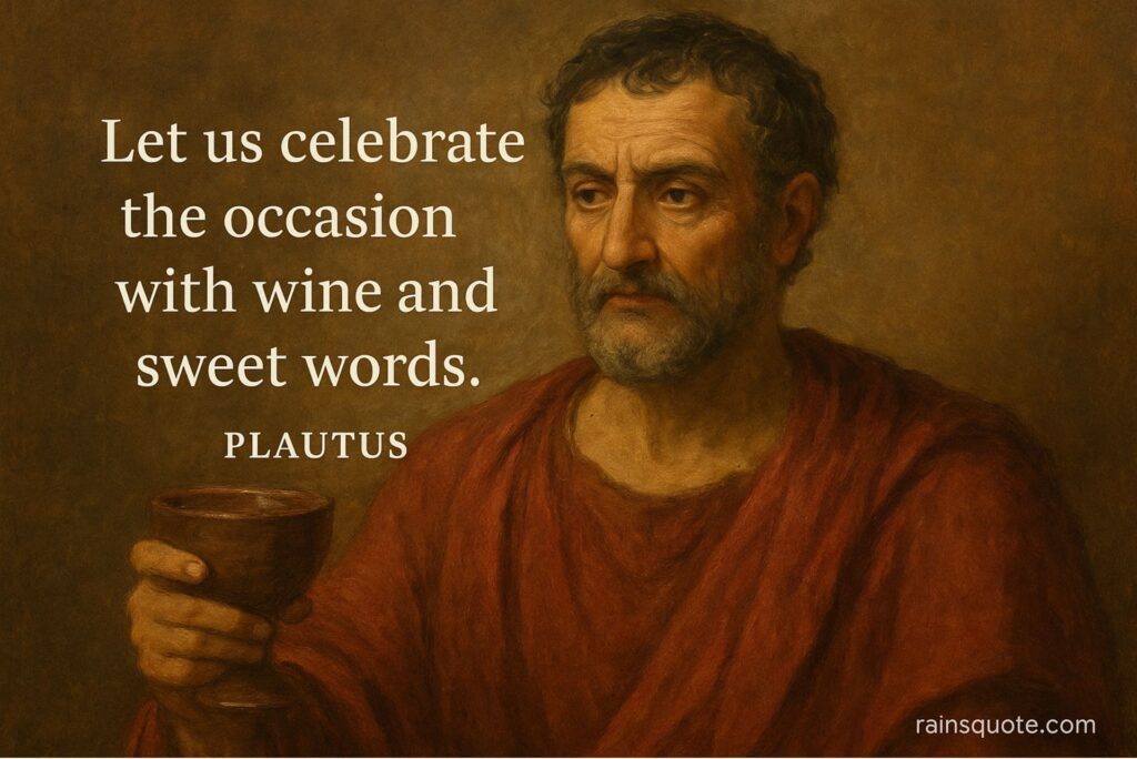 “Let us celebrate the occasion with wine and sweet words.”