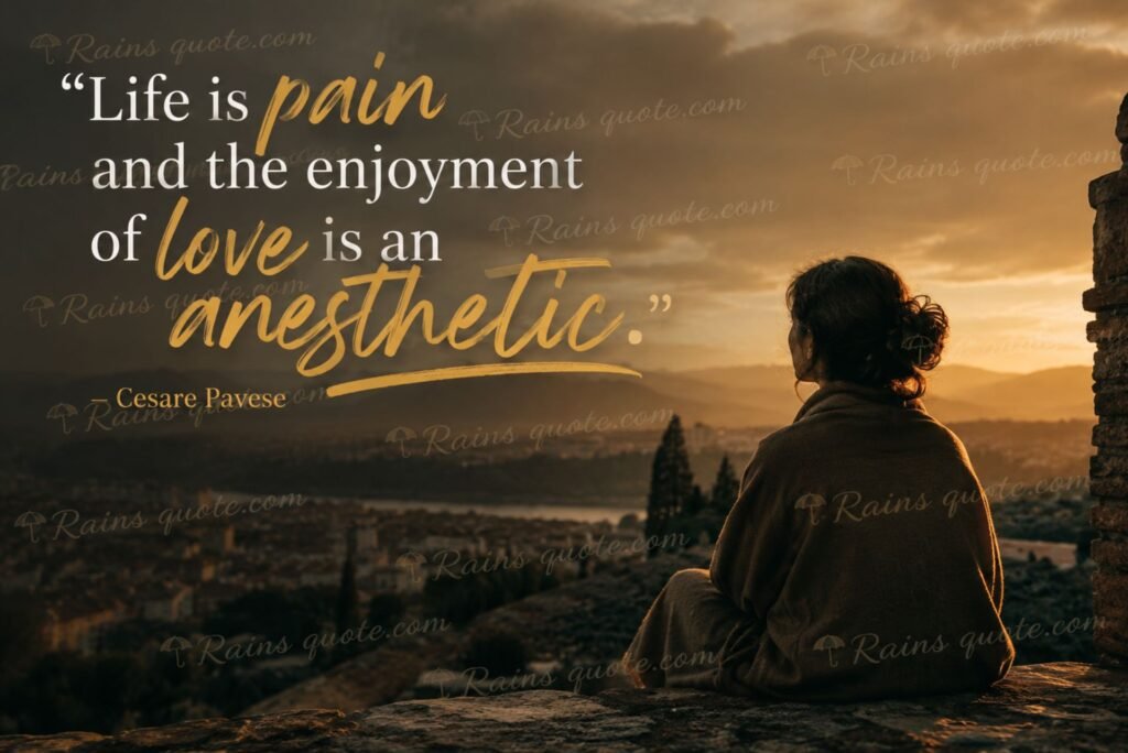 “Life is pain and the enjoyment of love is an anesthetic.”