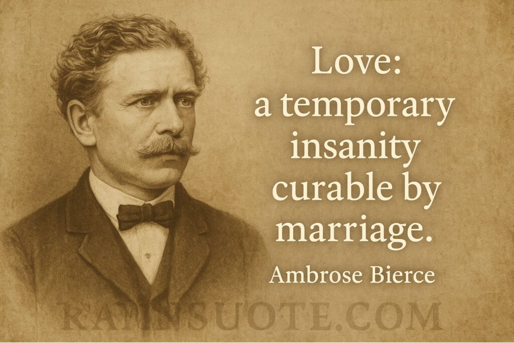 โLove: a temporary insanity curable by marriage.โ