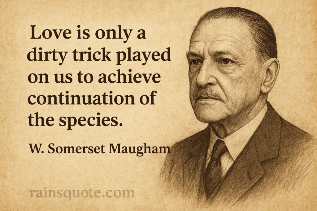 โLove is only a dirty trick played on us to achieve continuation of the species.โ