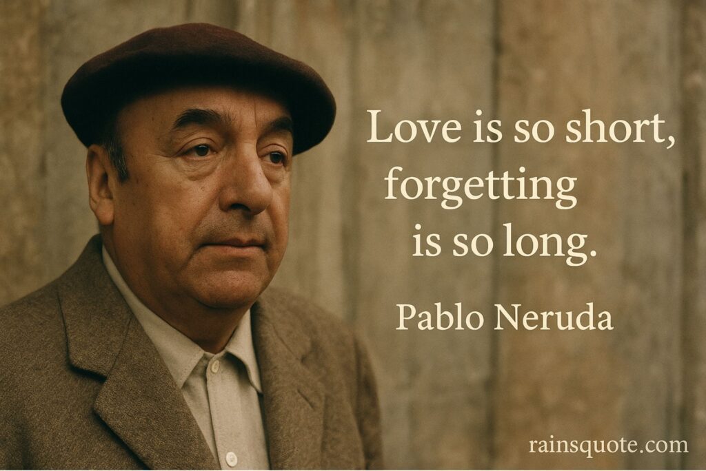 “Love is so short, forgetting is so long.”