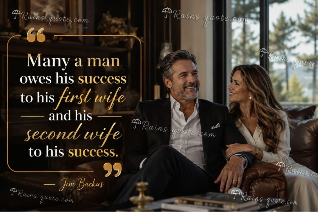 “Many a man owes his success to his first wife and his second wife to his success.”