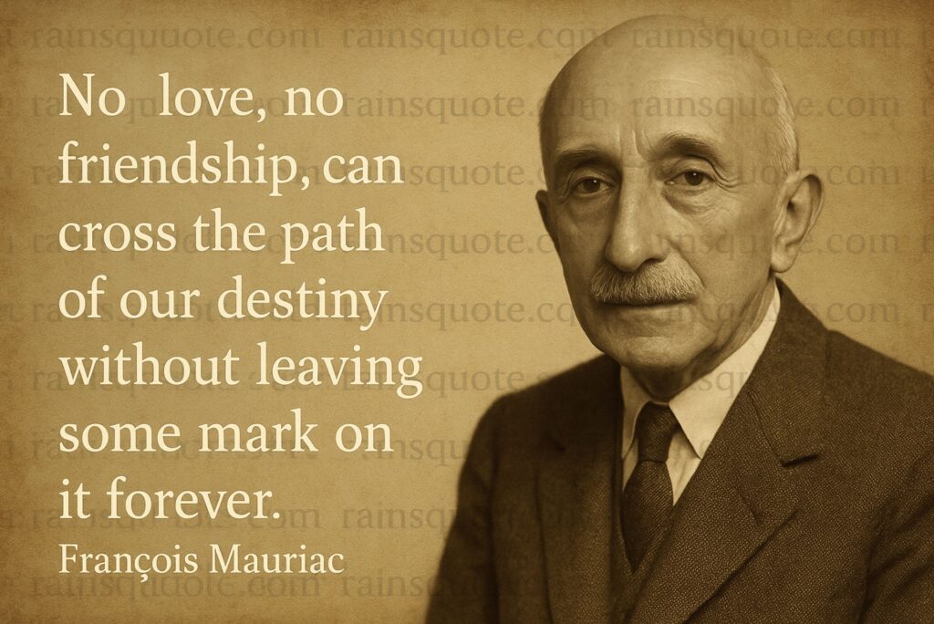 โNo love, no friendship, can cross the path of our destiny without leaving some mark on it forever.โ