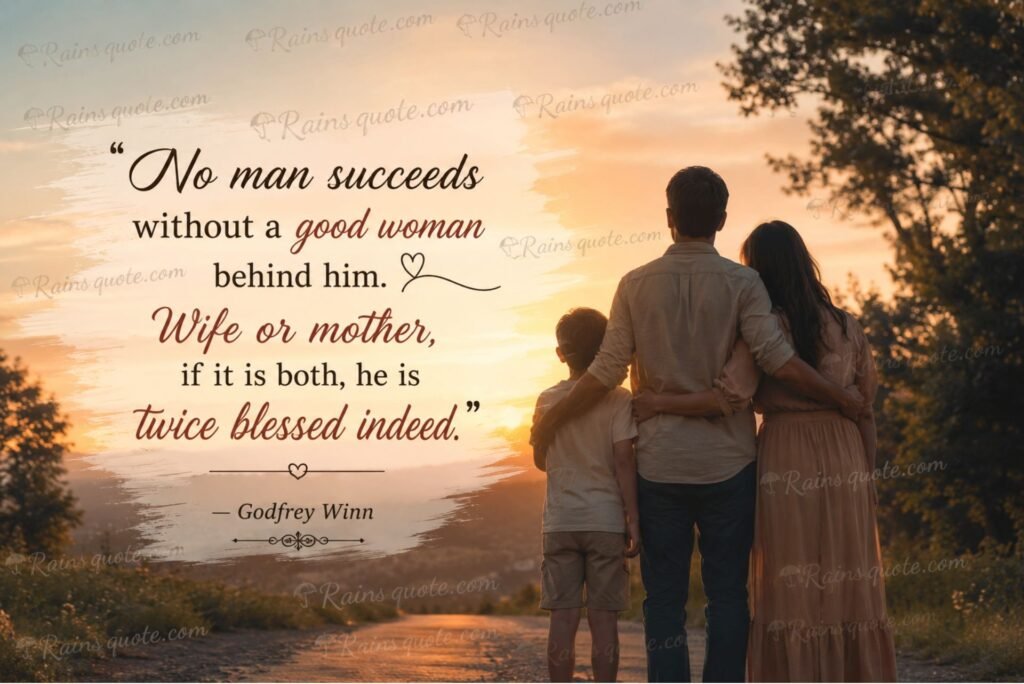 “No man succeeds without a good woman behind him. Wife or mother, if it is both, he is twice blessed indeed.” 