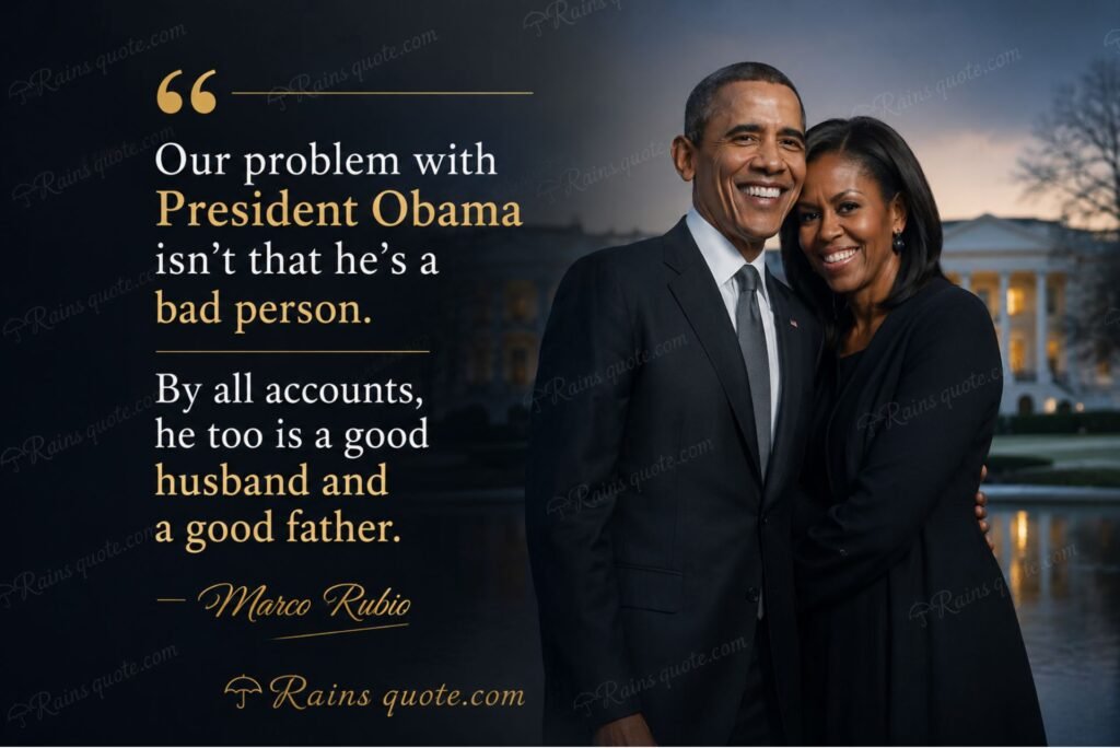  “Our problem with President Obama isn't that he's a bad person. By all accounts, he too is a good husband and a good father.”