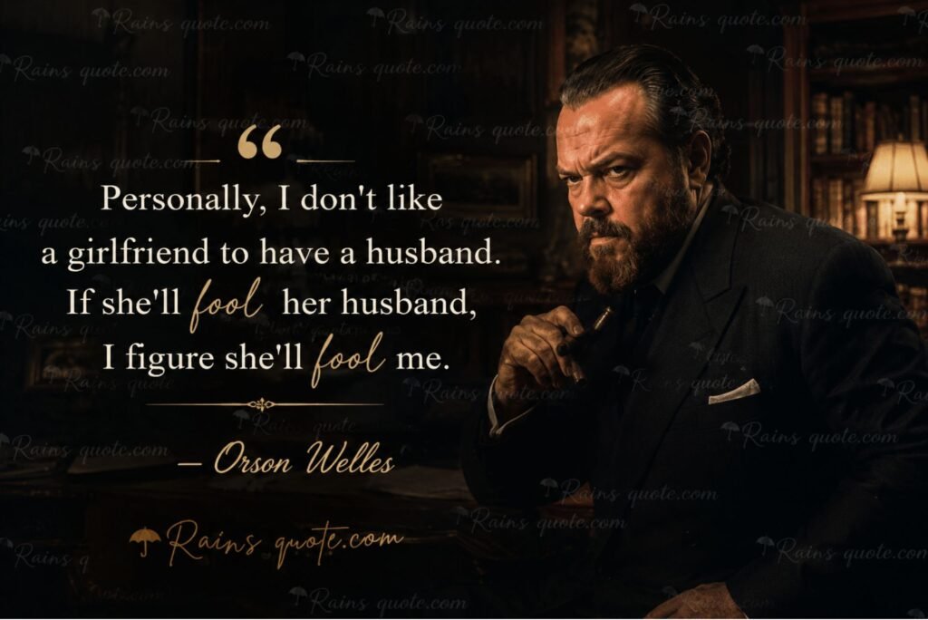 “Personally, I don't like a girlfriend to have a husband. If she'll fool her husband, I figure she'll fool me.”