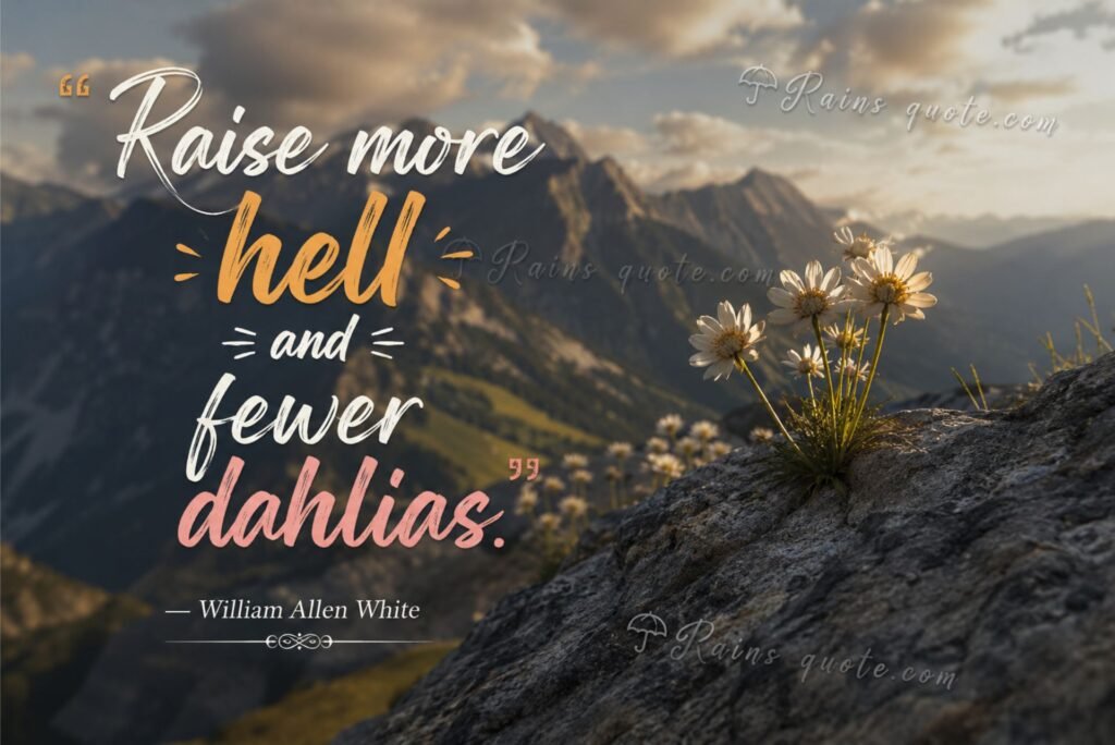 “Raise more hell and fewer dahlias.”