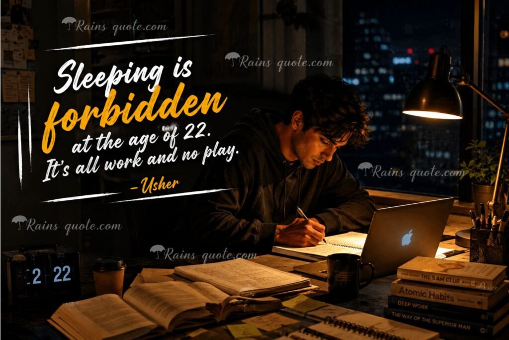 “Sleeping is forbidden at the age of 22. It's all work and no play.”