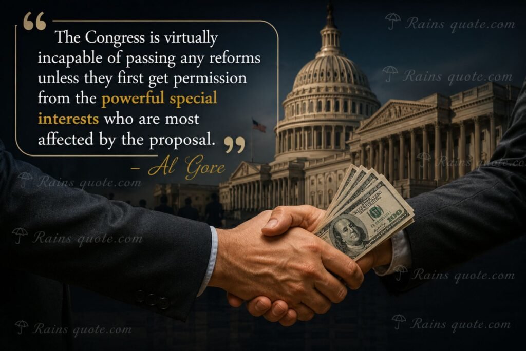 “The Congress is virtually incapable of passing any reforms unless they first get permission from the powerful special interests who are most affected by the proposal.”