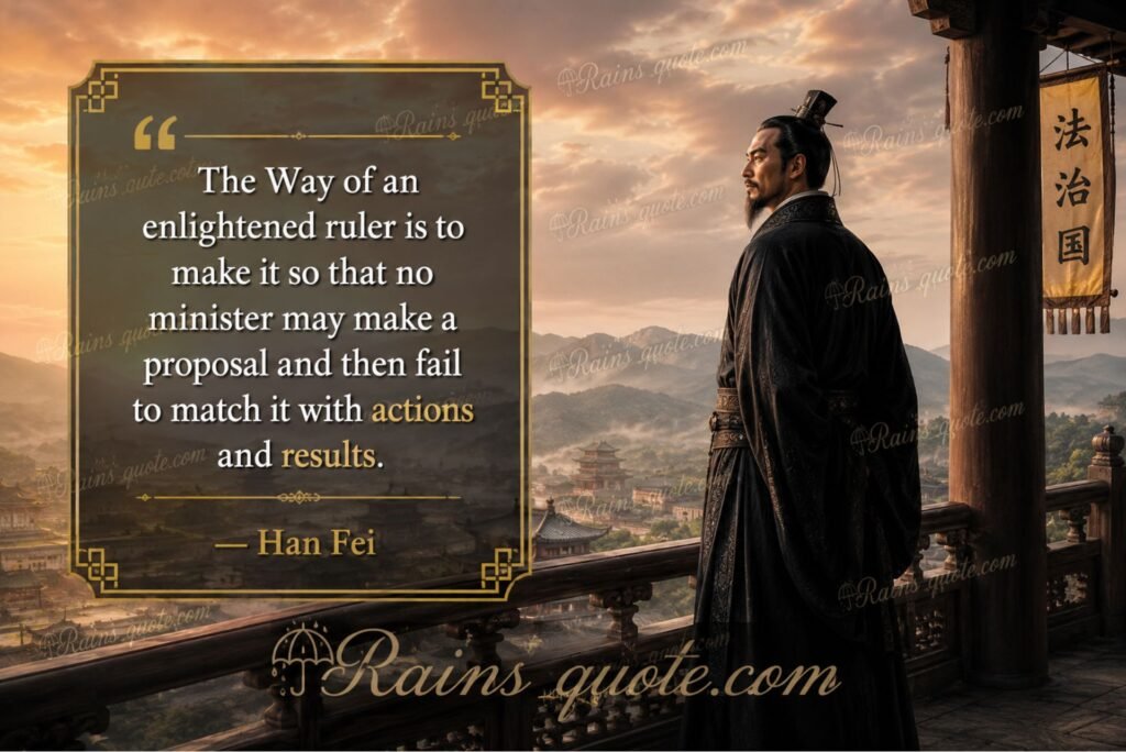 “The Way of an enlightened ruler is to make it so that no minister may make a proposal and then fail to match it with actions and results.”