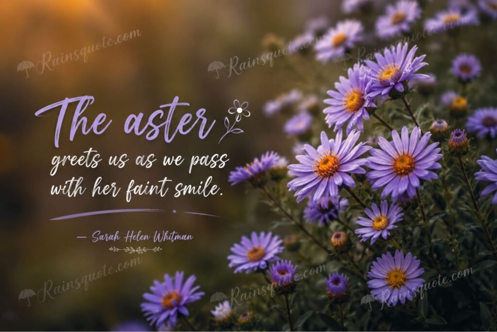 “The aster greets us as we pass with her faint smile.”
