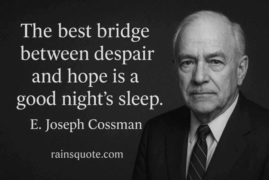 “The best bridge between despair and hope is a good night’s sleep.”