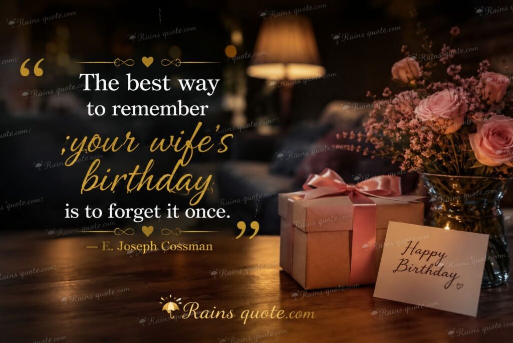“The best way to remember your wife's birthday is to forget it once.” 