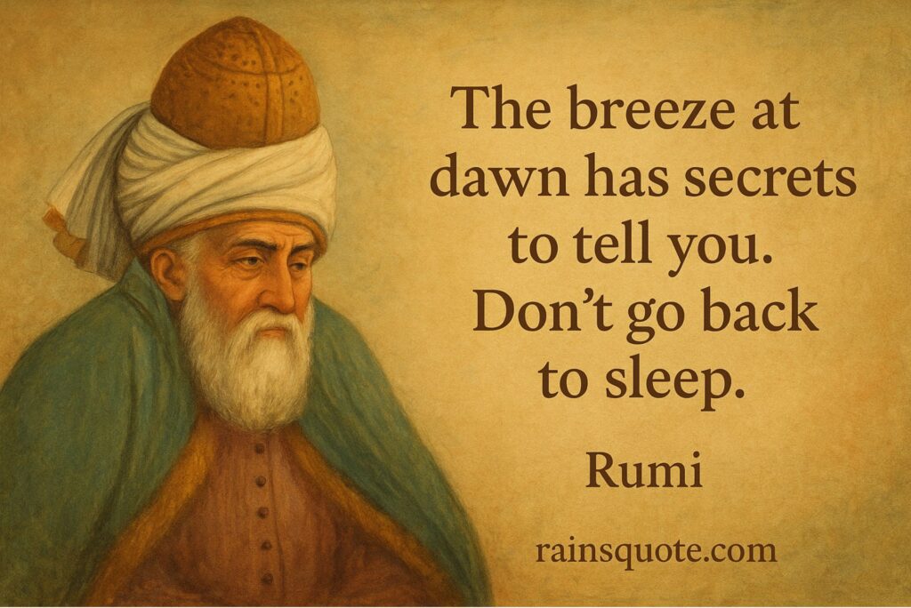 “The breeze at dawn has secrets to tell you. Don’t go back to sleep.”