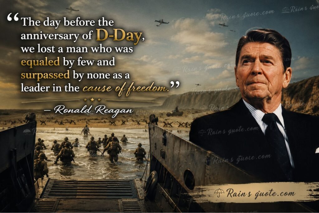 “The day before the anniversary of D-Day, we lost a man who was equaled by few and surpassed by none as a leader in the cause of freedom.”