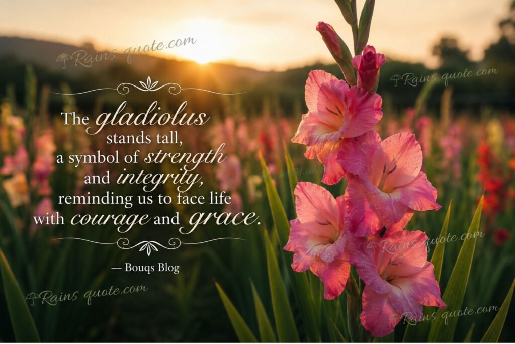 “The gladiolus stands tall, a symbol of strength and integrity, reminding us to face life with courage 
