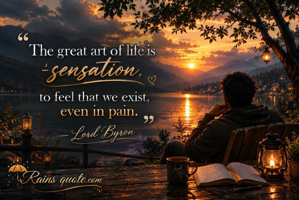 “The great art of life is sensation, to feel that we exist, even in pain.”
