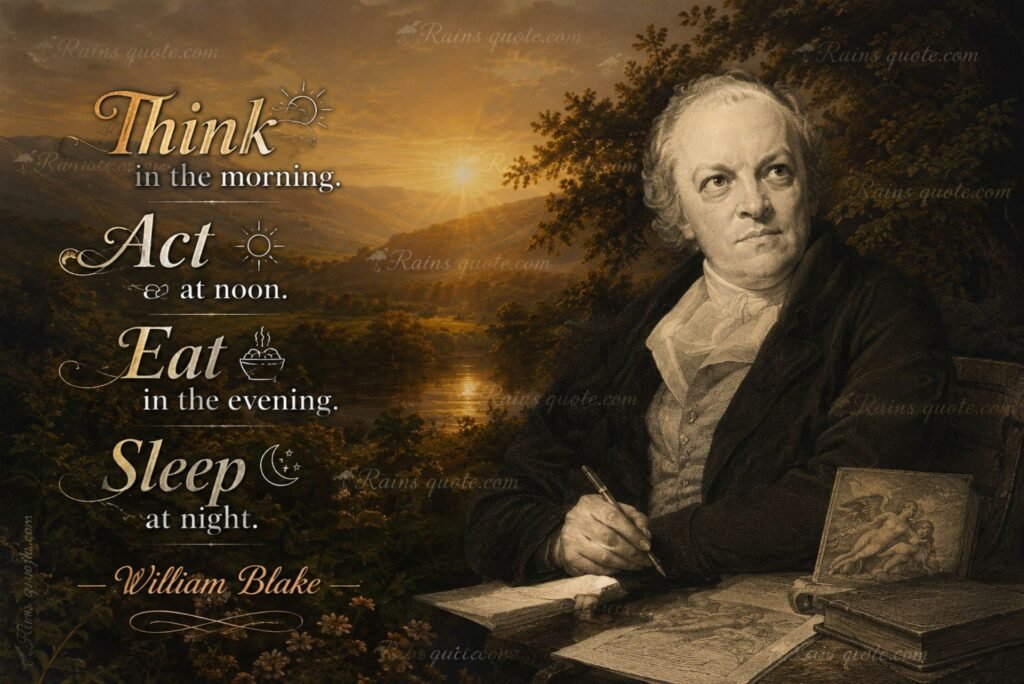 “Think in the morning. Act at noon. Eat in the evening. Sleep at night.”