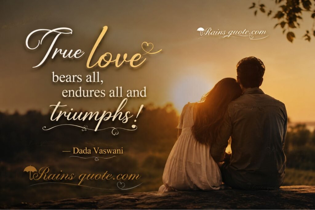 “True love bears all, endures all and triumphs!”
