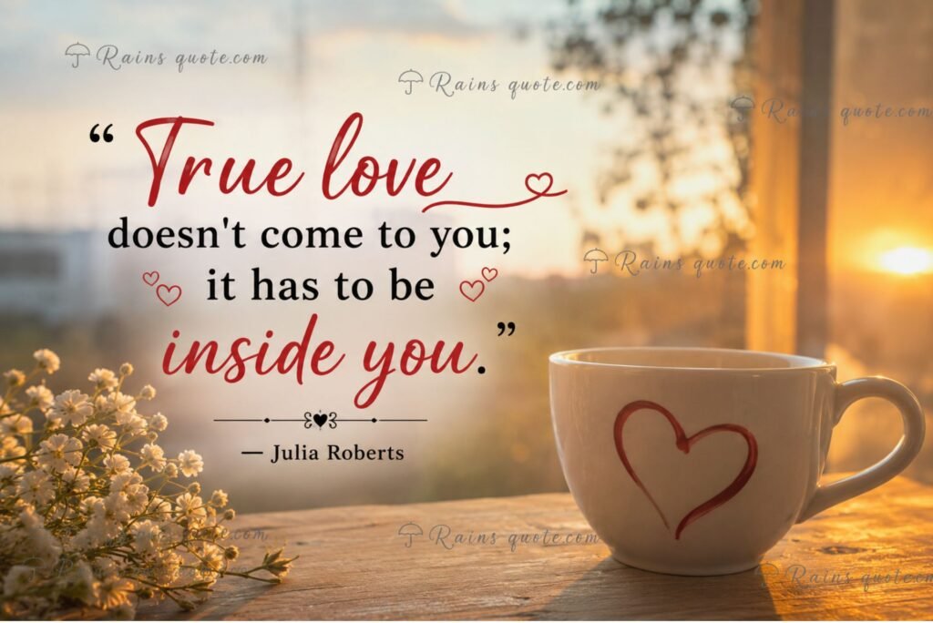 “True love doesn't come to you; it has to be inside you.”