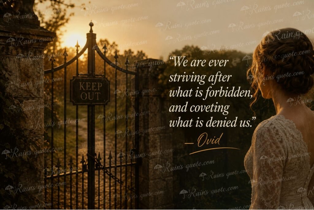 “We are ever striving after what is forbidden, and coveting what is denied us.”